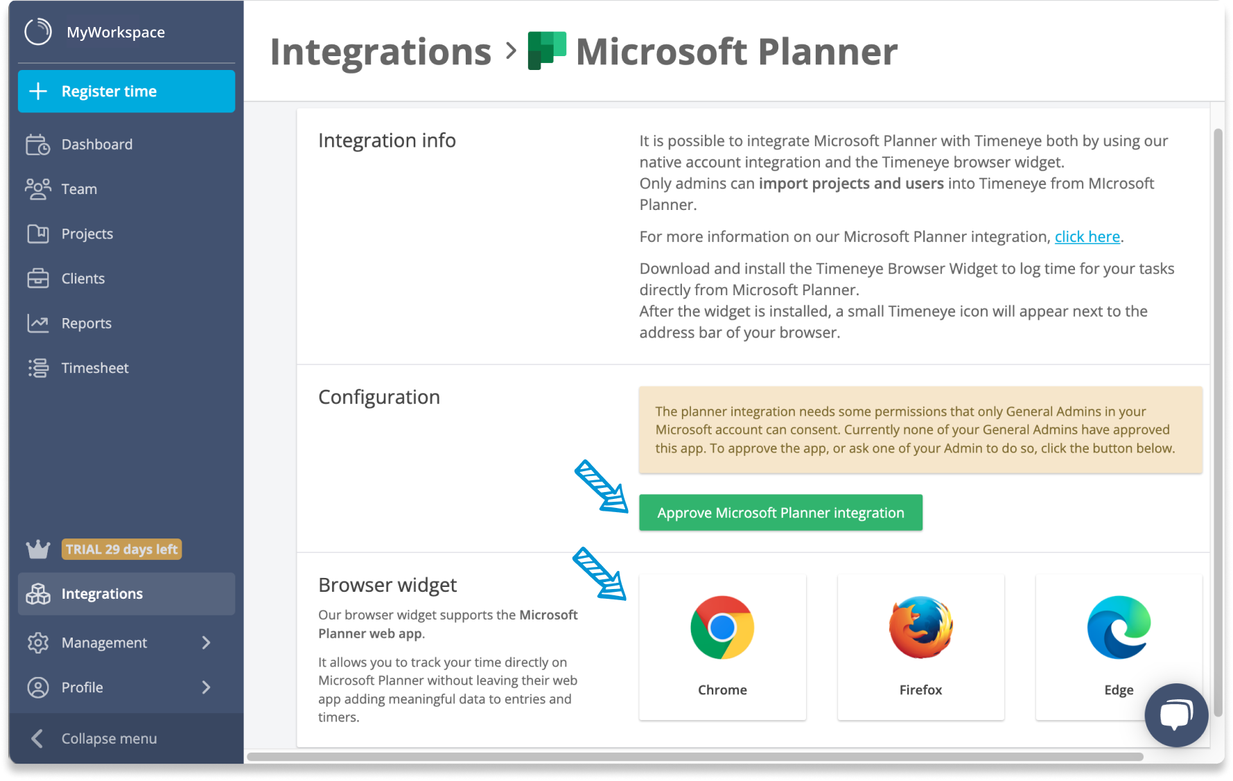 Time tracking for Microsoft Planner by Timeneye